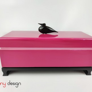 Pink rectangular box attached with small horn bird included with stand 